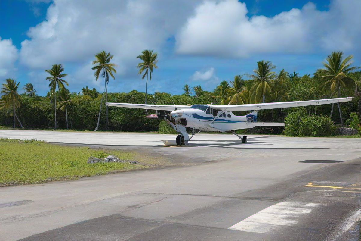 Nauru International Airport with airplane on runway